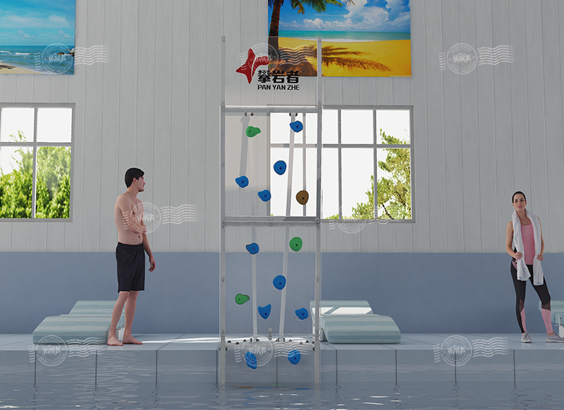 poolside climbing wall, pool climbing wall, aquatic climbing, water climbing wall, buy aquatic facility 