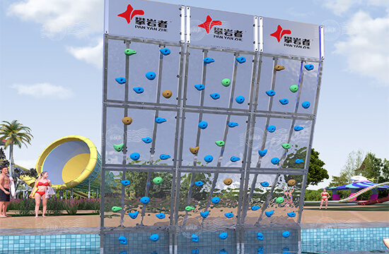 poolside climbing wall, poolside adventures, pool climbing wall, poolside climbing, water climbing walls, aquatic climbing, aquatic facility, poolside rock climbing walls, swimming pool climbing walls